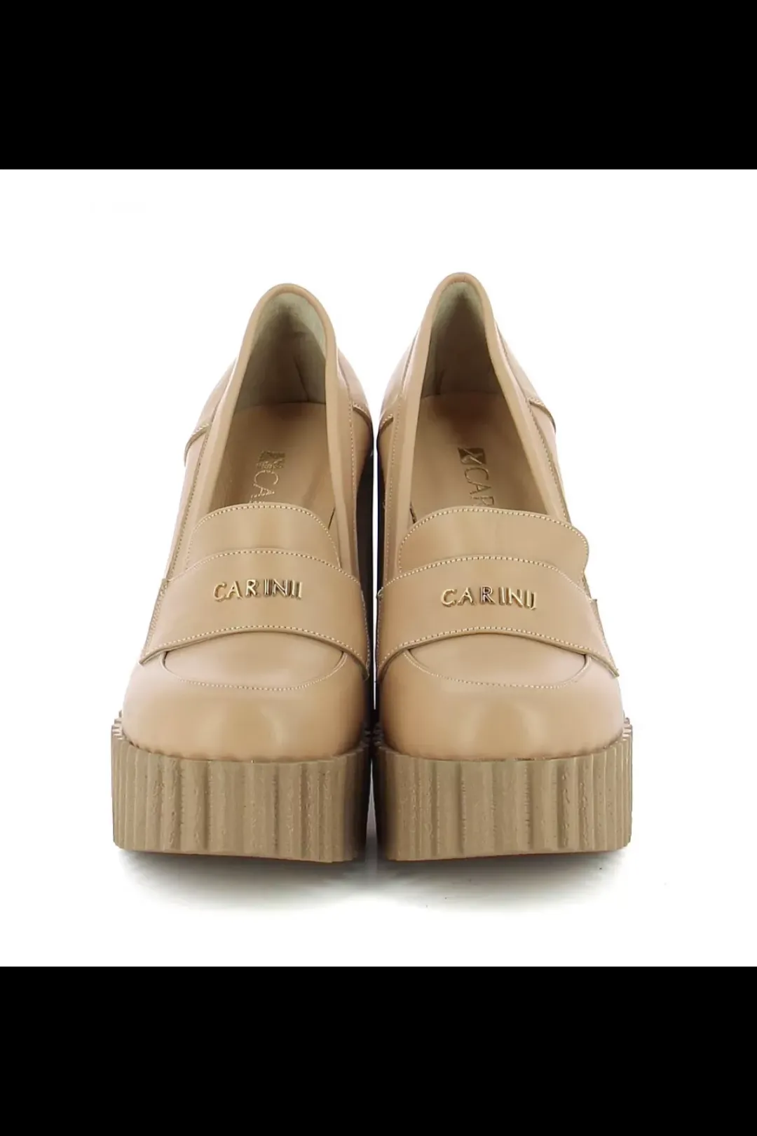 Damskie Carinii Eleganckie | Na Obcasie*Beżowe mokasyny na platformie --B8012-R77-000-000-F10