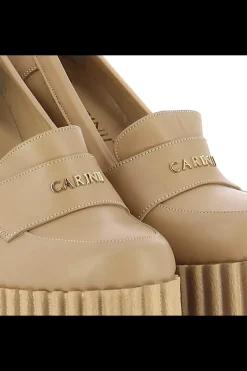 Damskie Carinii Eleganckie | Na Obcasie*Beżowe mokasyny na platformie --B8012-R77-000-000-F10