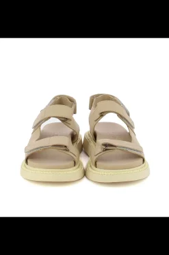 Damskie Carinii Skórzane Sandały Damskie | Płaskie Sandały Damskie*Beżowe sandały na grubej podeszwie --B10017-491-000-000-000