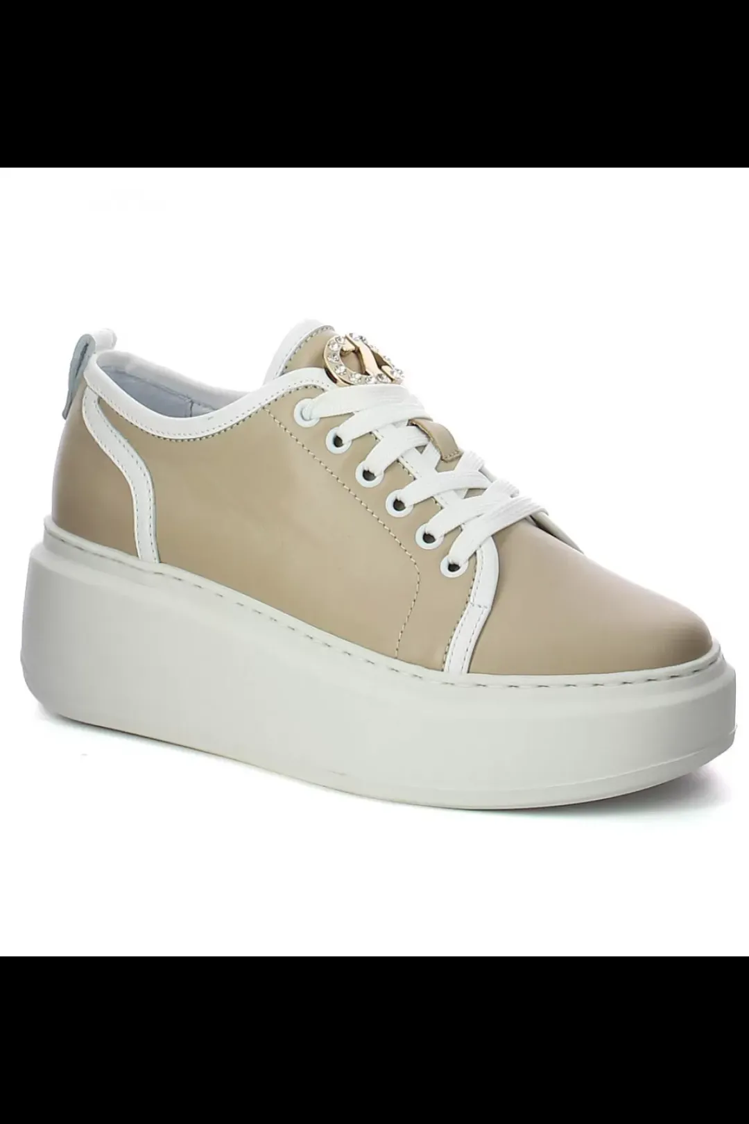 Damskie Carinii Skórzane Sneakersy Damskie | Beżowe Sneakersy Damskie*Beżowe sneakersy damskie --B9591-T32-L46-000-F69