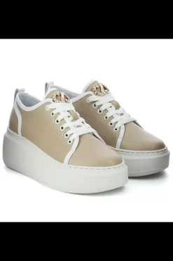 Damskie Carinii Skórzane Sneakersy Damskie | Beżowe Sneakersy Damskie*Beżowe sneakersy damskie --B9591-T32-L46-000-F69