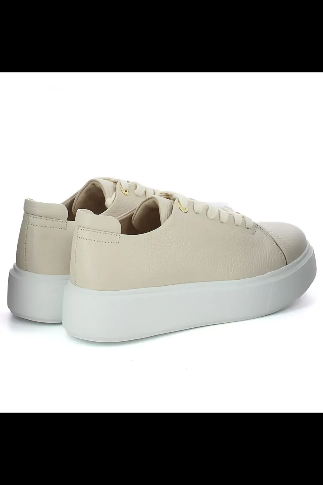 Damskie Carinii Skórzane Sneakersy Damskie | Beżowe Sneakersy Damskie*Beżowe sneakersy na białej platformie --B9970-491-000-000-000