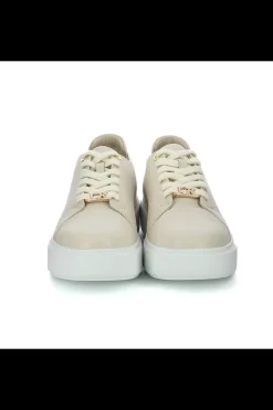 Damskie Carinii Skórzane Sneakersy Damskie | Beżowe Sneakersy Damskie*Beżowe sneakersy na białej platformie --B9970-491-000-000-000