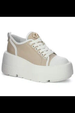 Damskie Carinii Skórzane Sneakersy Damskie | Beżowe Sneakersy Damskie*Beżowe sneakersy na platformie --B9375-L46-T32-000-G36
