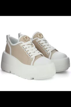 Damskie Carinii Skórzane Sneakersy Damskie | Beżowe Sneakersy Damskie*Beżowe sneakersy na platformie --B9375-L46-T32-000-G36