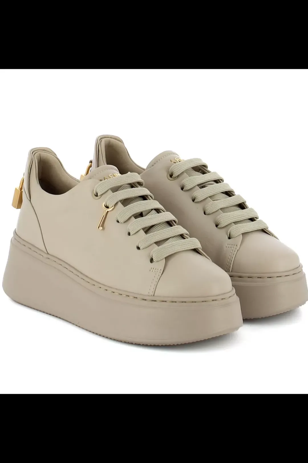 Damskie Carinii Skórzane Sneakersy Damskie | Beżowe Sneakersy Damskie*Beżowe sneakersy na platformie --B9580-T43-000-000-F69
