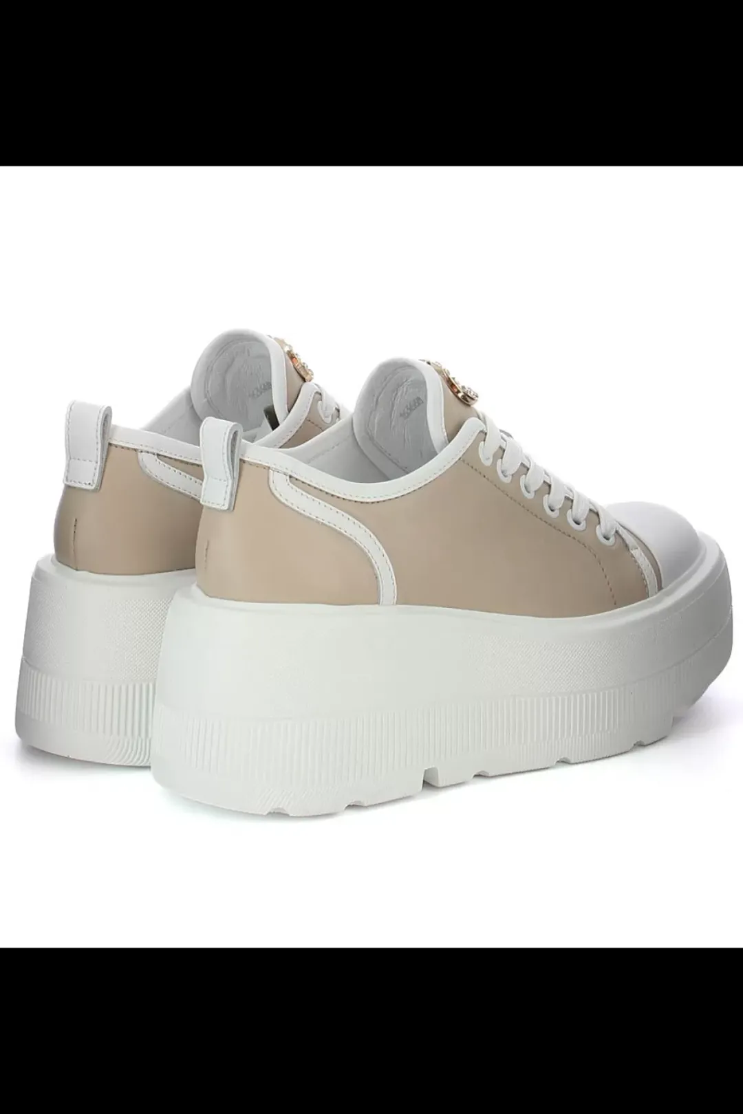 Damskie Carinii Skórzane Sneakersy Damskie | Beżowe Sneakersy Damskie*Beżowe sneakersy na platformie --B9375-L46-T32-000-G36