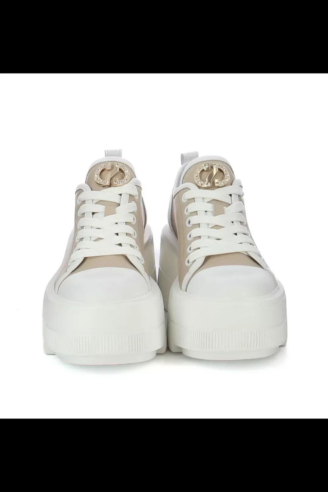 Damskie Carinii Skórzane Sneakersy Damskie | Beżowe Sneakersy Damskie*Beżowe sneakersy na platformie --B9375-L46-T32-000-G36