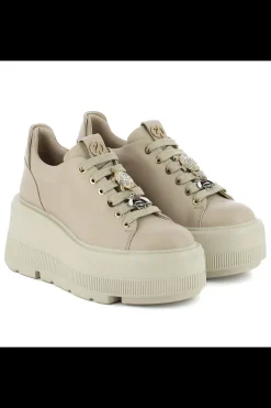 Damskie Carinii Skórzane Sneakersy Damskie | Beżowe Sneakersy Damskie*Beżowe sneakersy na platformie --B9589-T44-000-000-G36