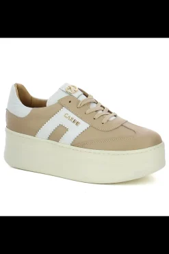 Damskie Carinii Skórzane Sneakersy Damskie | Beżowe Sneakersy Damskie*Beżowe sneakersy skórzane --B9992-R25-L46-000-G73