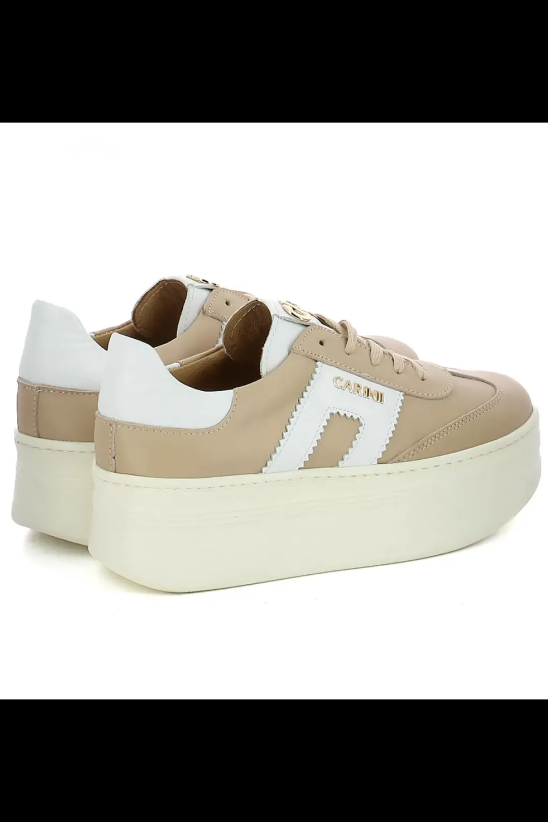 Damskie Carinii Skórzane Sneakersy Damskie | Beżowe Sneakersy Damskie*Beżowe sneakersy skórzane --B9992-R25-L46-000-G73