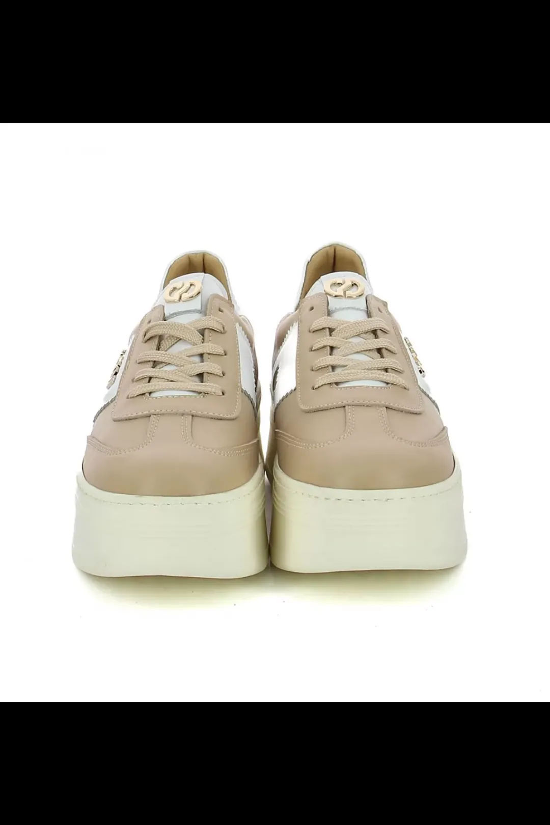 Damskie Carinii Skórzane Sneakersy Damskie | Beżowe Sneakersy Damskie*Beżowe sneakersy skórzane --B9992-R25-L46-000-G73