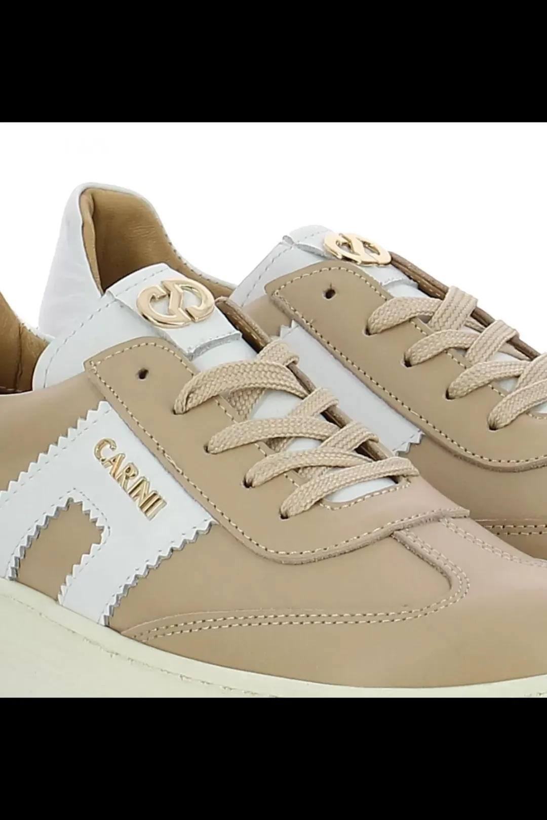 Damskie Carinii Skórzane Sneakersy Damskie | Beżowe Sneakersy Damskie*Beżowe sneakersy skórzane --B9992-R25-L46-000-G73