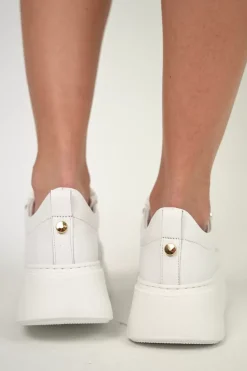 Damskie Carinii Skórzane Sneakersy Damskie | Na Platformie*Białe skórzane sneakersy --B8939-L46-000-000-F69