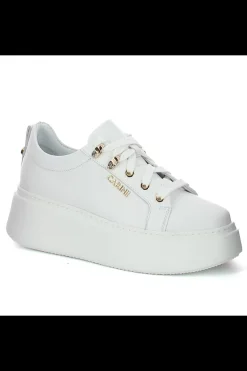 Damskie Carinii Skórzane Sneakersy Damskie | Na Platformie*Białe skórzane sneakersy --B8939-L46-000-000-F69