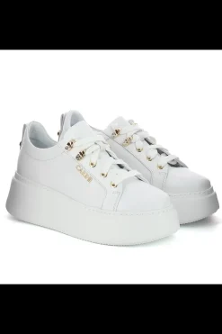 Damskie Carinii Skórzane Sneakersy Damskie | Na Platformie*Białe skórzane sneakersy --B8939-L46-000-000-F69