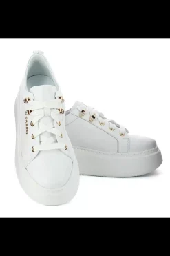 Damskie Carinii Skórzane Sneakersy Damskie | Na Platformie*Białe skórzane sneakersy --B8939-L46-000-000-F69