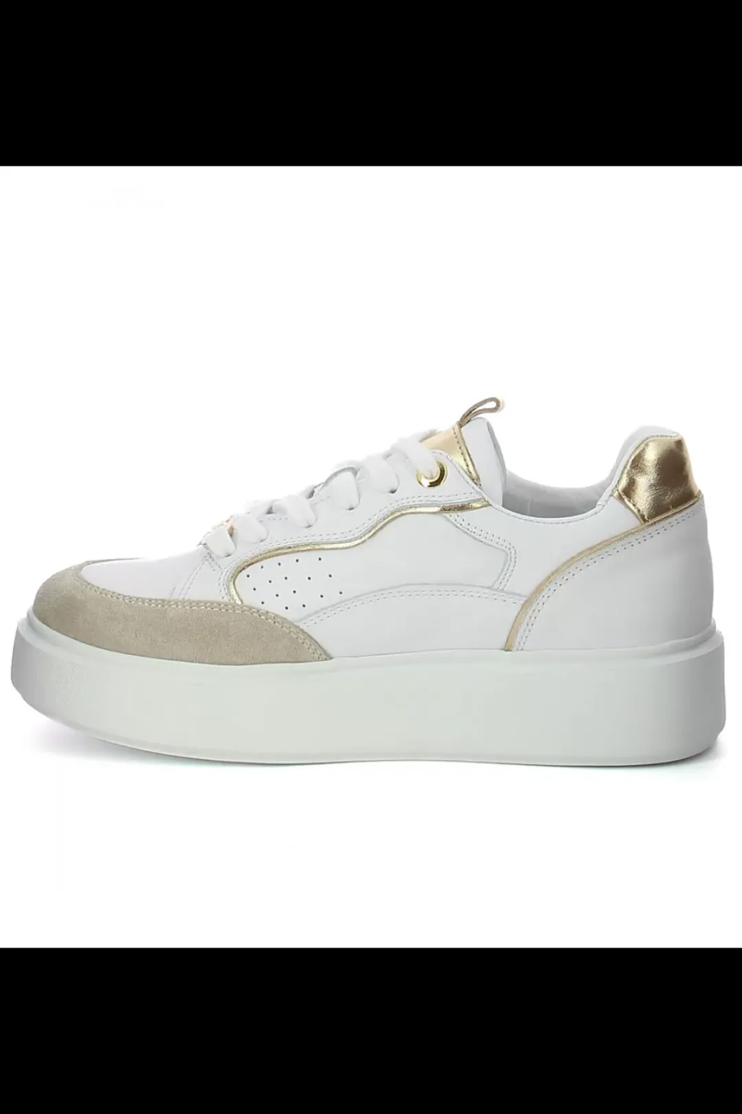 Damskie Carinii Skórzane Sneakersy Damskie | Na Platformie*Białe skórzane sneakersy na platformie --B9977-491-187-180-000