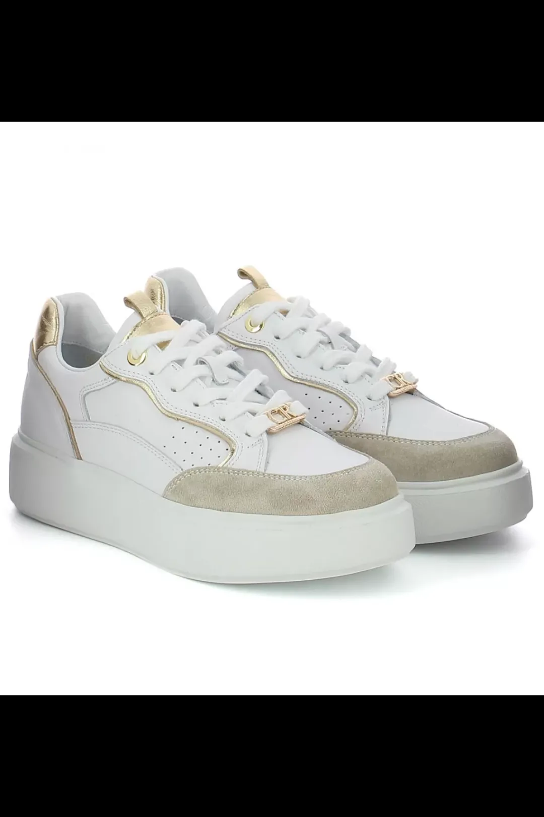 Damskie Carinii Skórzane Sneakersy Damskie | Na Platformie*Białe skórzane sneakersy na platformie --B9977-491-187-180-000