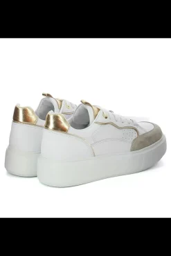 Damskie Carinii Skórzane Sneakersy Damskie | Na Platformie*Białe skórzane sneakersy na platformie --B9977-491-187-180-000
