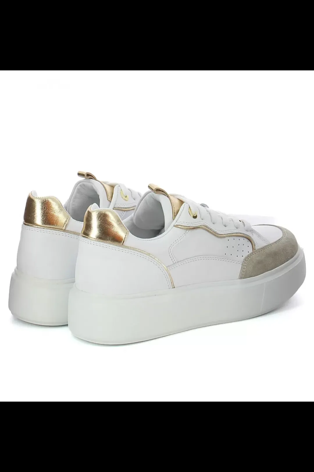 Damskie Carinii Skórzane Sneakersy Damskie | Na Platformie*Białe skórzane sneakersy na platformie --B9977-491-187-180-000