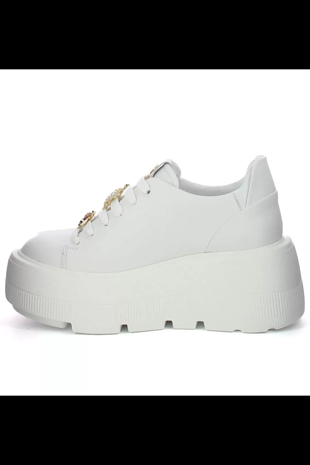 Damskie Carinii Skórzane Sneakersy Damskie | Na Platformie*Białe sneakersy na platformie --B9589-L46-000-000-G36
