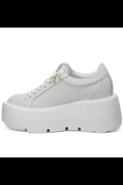 Damskie Carinii Skórzane Sneakersy Damskie | Na Platformie*Białe sneakersy na platformie --B9302-I81-000-000-G36