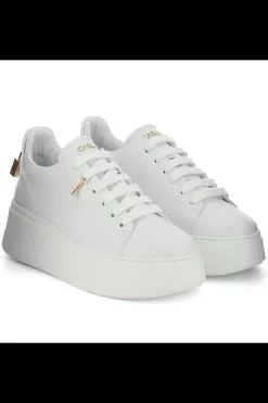 Damskie Carinii Skórzane Sneakersy Damskie | Na Platformie*Białe sneakersy na platformie --B9580-L46-000-000-F69