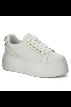 Damskie Carinii Skórzane Sneakersy Damskie | Na Platformie*Białe sneakersy na platformie --B9040-L46-000-000-000