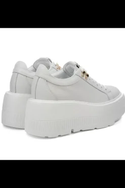 Damskie Carinii Skórzane Sneakersy Damskie | Na Platformie*Białe sneakersy na platformie --B9302-I81-000-000-G36