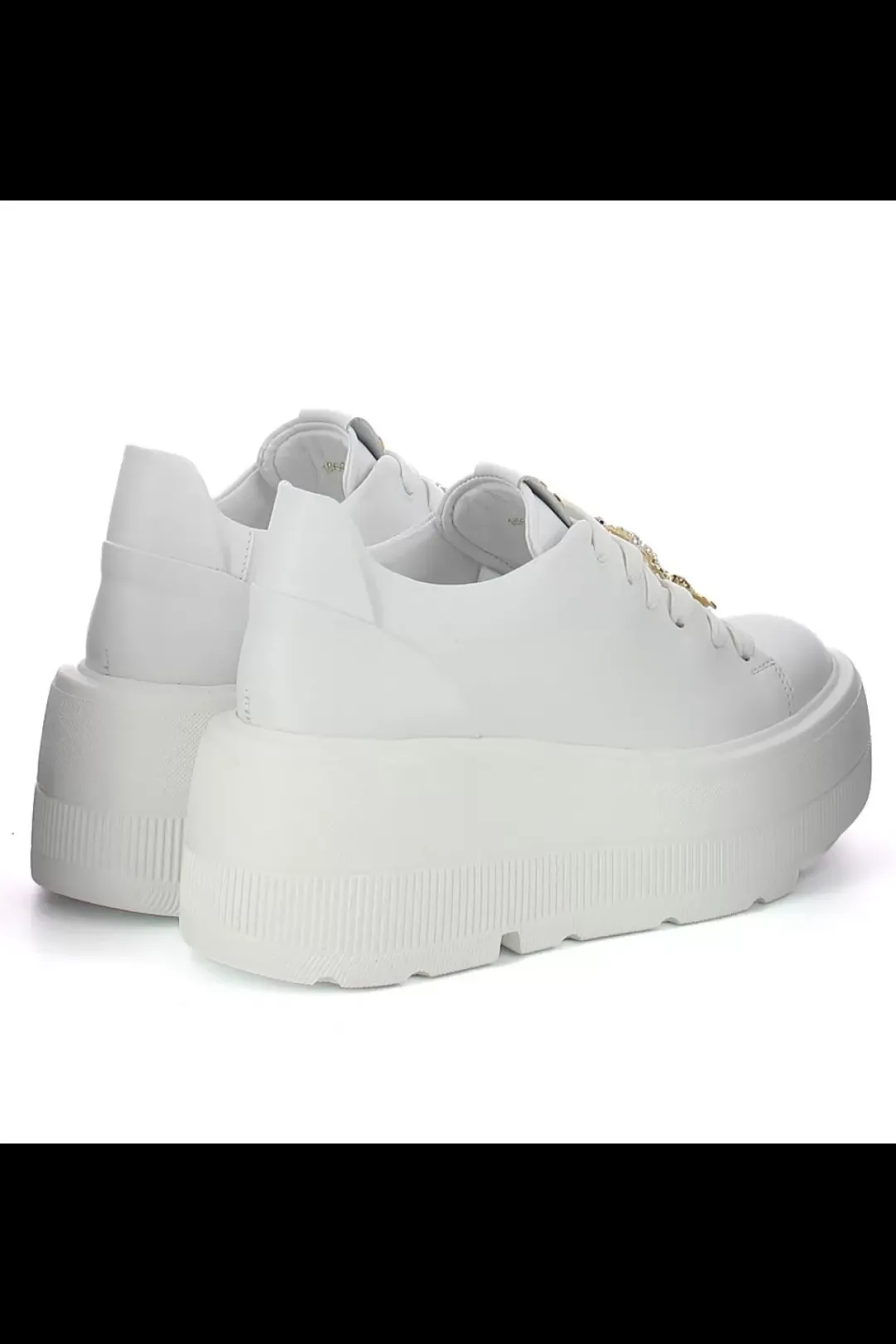 Damskie Carinii Skórzane Sneakersy Damskie | Na Platformie*Białe sneakersy na platformie --B9589-L46-000-000-G36
