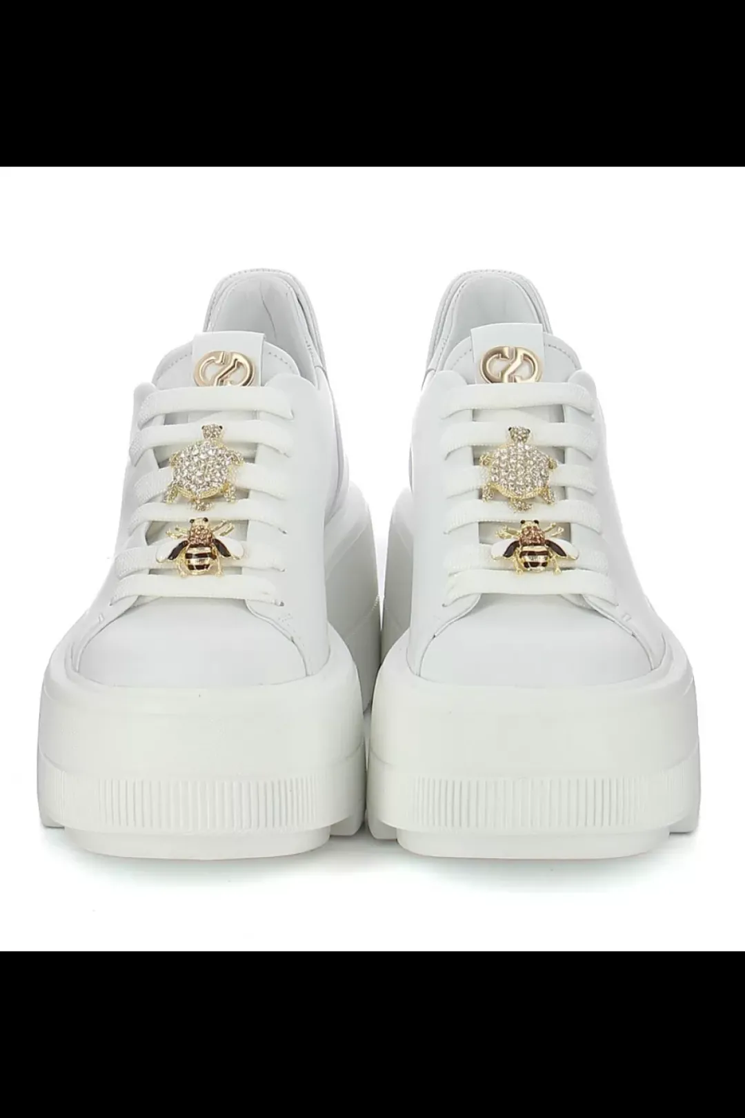 Damskie Carinii Skórzane Sneakersy Damskie | Na Platformie*Białe sneakersy na platformie --B9589-L46-000-000-G36