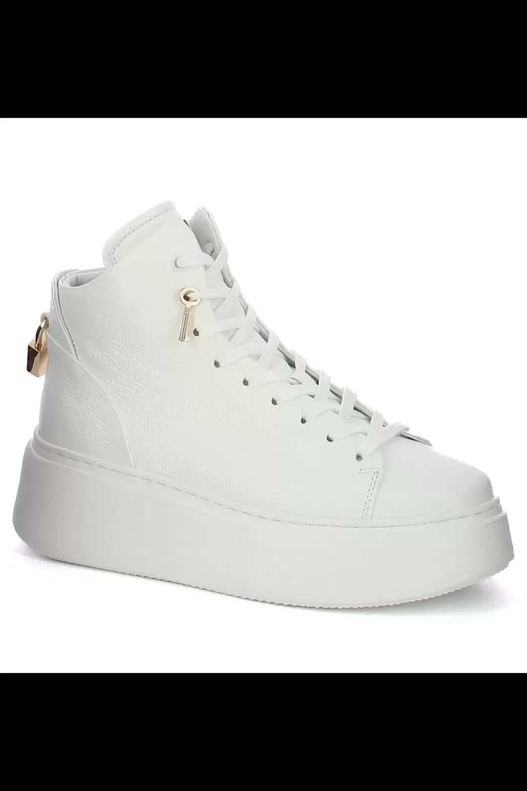 Damskie Carinii Skórzane Sneakersy Damskie | Na Platformie*Białe sneakersy skórzane --B9544-I81-000-000-F69