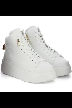 Damskie Carinii Skórzane Sneakersy Damskie | Na Platformie*Białe sneakersy skórzane --B9544-I81-000-000-F69
