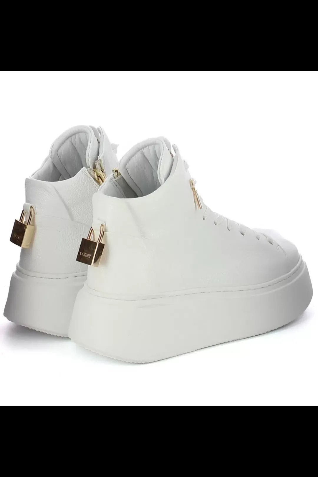 Damskie Carinii Skórzane Sneakersy Damskie | Na Platformie*Białe sneakersy skórzane --B9544-I81-000-000-F69