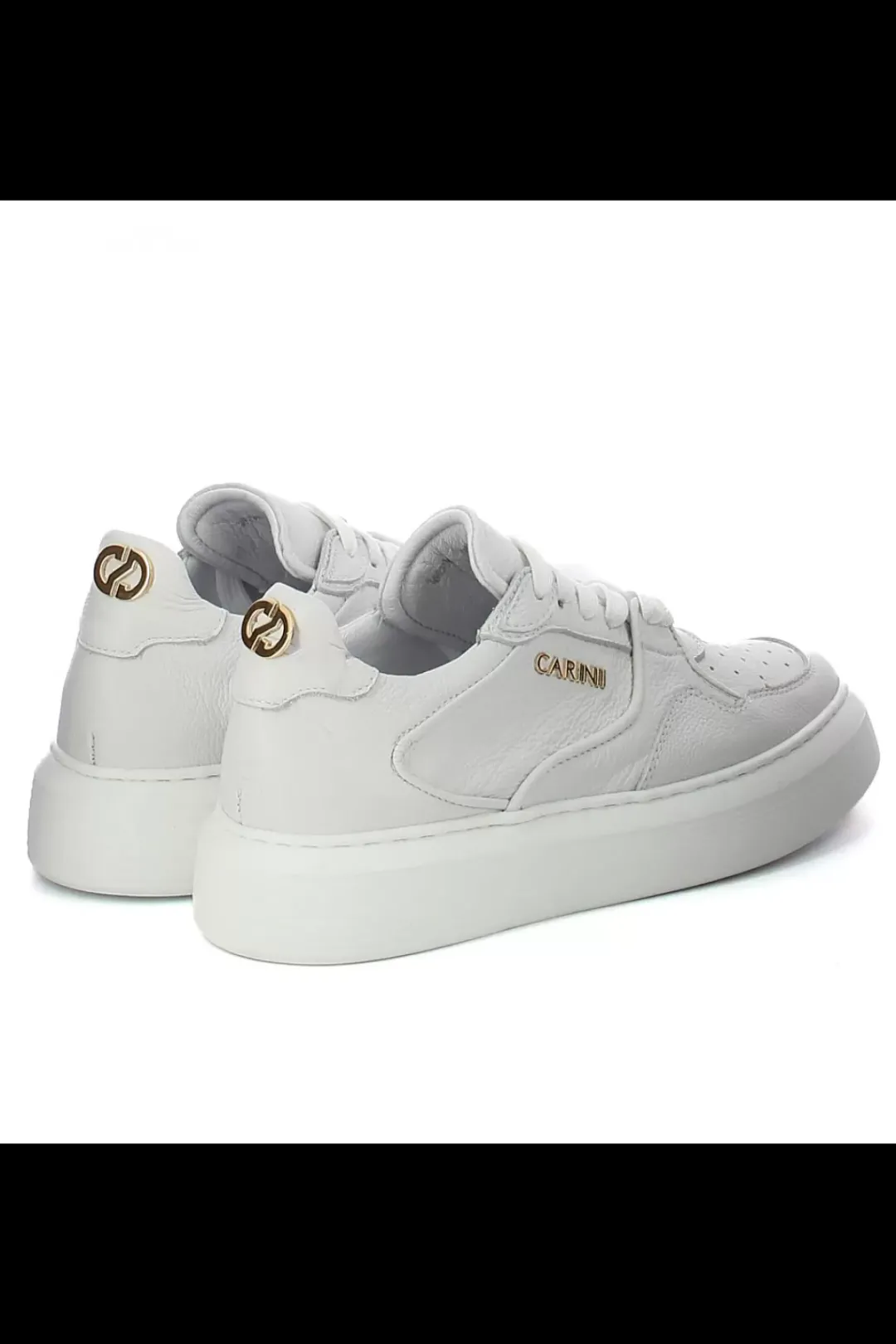 Damskie Carinii Skórzane Sneakersy Damskie | Na Platformie*Białe sneakersy skórzane --B9492-I81-000-000-F69