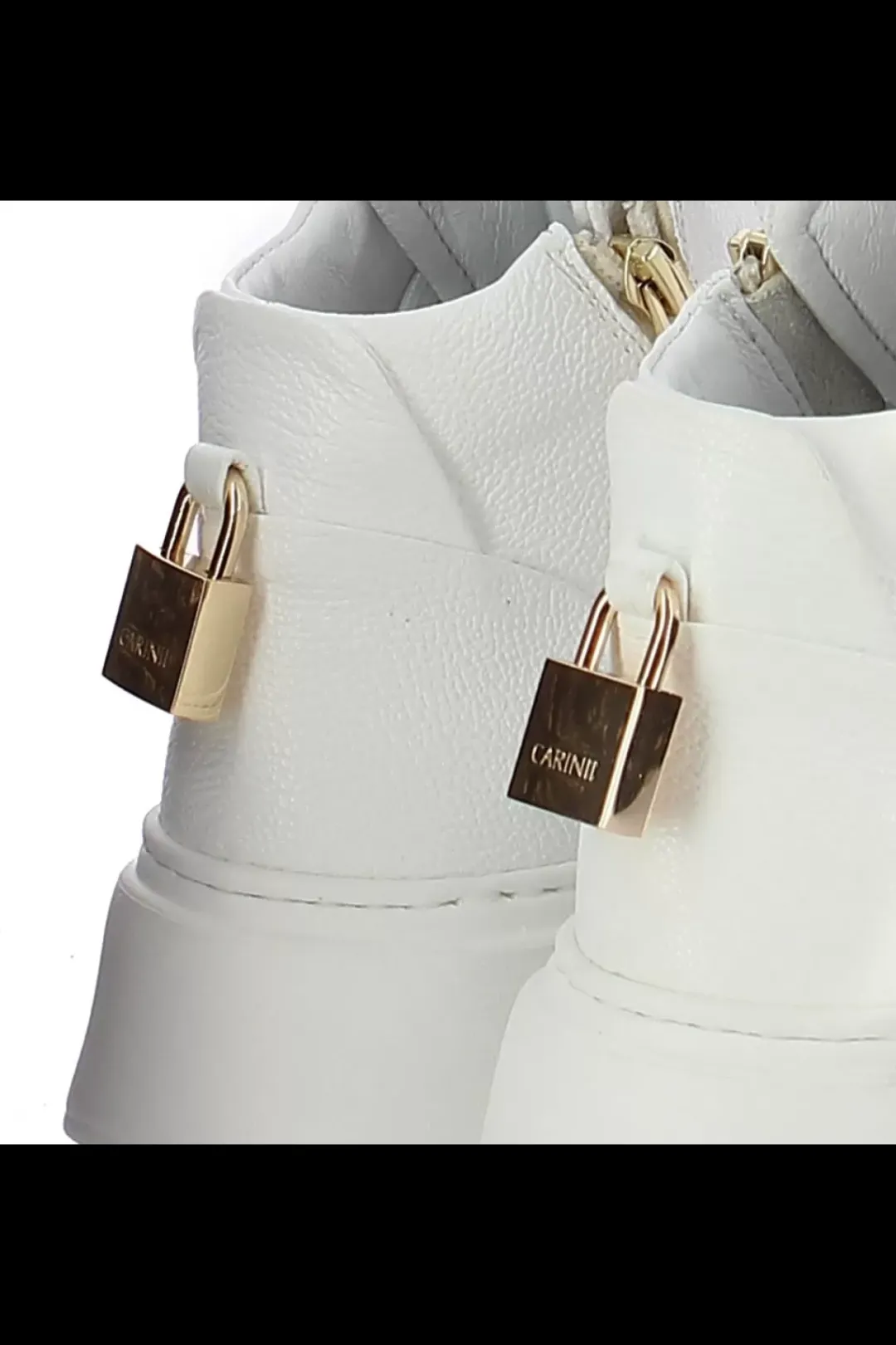 Damskie Carinii Skórzane Sneakersy Damskie | Na Platformie*Białe sneakersy skórzane --B9544-I81-000-000-F69