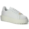 Damskie Carinii Skórzane Sneakersy Damskie | Białe Sneakersy Damskie*Białe sneakersy z blaszką --B10224-L46-000-000-000