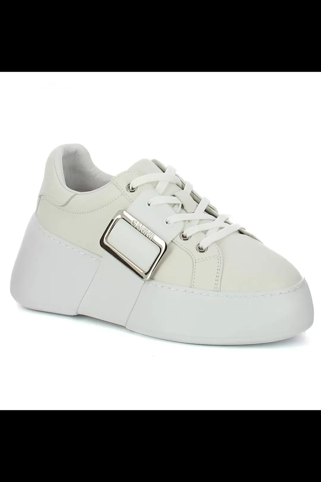 Damskie Carinii Skórzane Sneakersy Damskie | Na Platformie*Białe sneakersy z ozdobną klamrą --B10334-L46-000-000-000