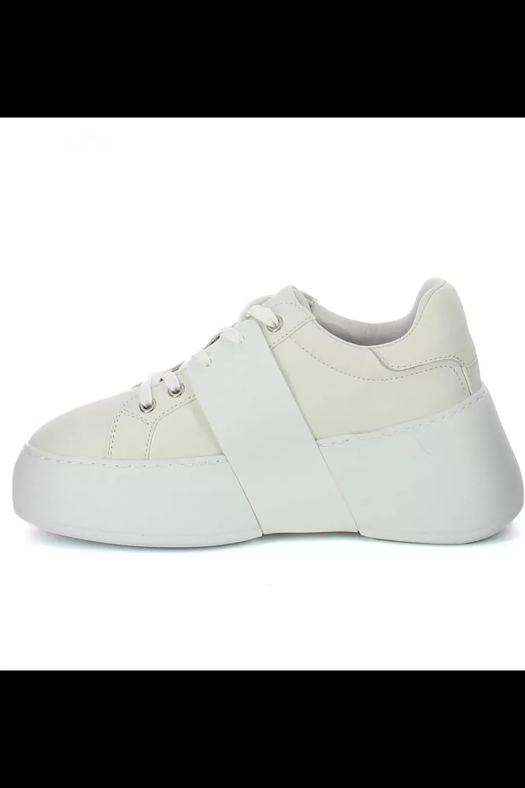 Damskie Carinii Skórzane Sneakersy Damskie | Na Platformie*Białe sneakersy z ozdobną klamrą --B10334-L46-000-000-000