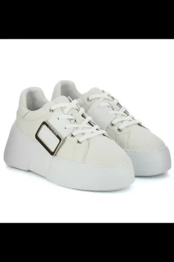 Damskie Carinii Skórzane Sneakersy Damskie | Na Platformie*Białe sneakersy z ozdobną klamrą --B10334-L46-000-000-000