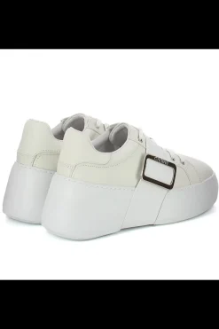 Damskie Carinii Skórzane Sneakersy Damskie | Na Platformie*Białe sneakersy z ozdobną klamrą --B10334-L46-000-000-000