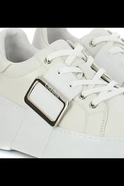 Damskie Carinii Skórzane Sneakersy Damskie | Na Platformie*Białe sneakersy z ozdobną klamrą --B10334-L46-000-000-000