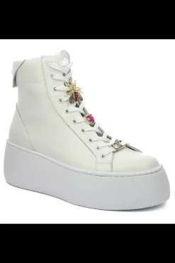 Damskie Carinii Skórzane Sneakersy Damskie | Na Platformie*Białe wysokie sneakersy --B9180-I81-000-000-G23