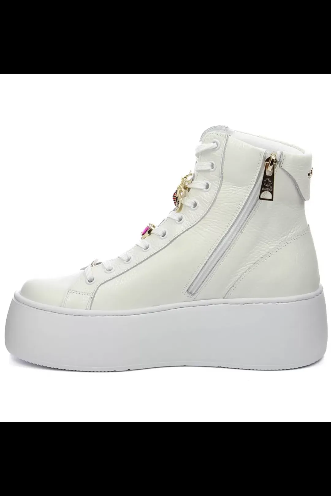 Damskie Carinii Skórzane Sneakersy Damskie | Na Platformie*Białe wysokie sneakersy --B9180-I81-000-000-G23