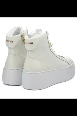 Damskie Carinii Skórzane Sneakersy Damskie | Na Platformie*Białe wysokie sneakersy --B9180-I81-000-000-G23