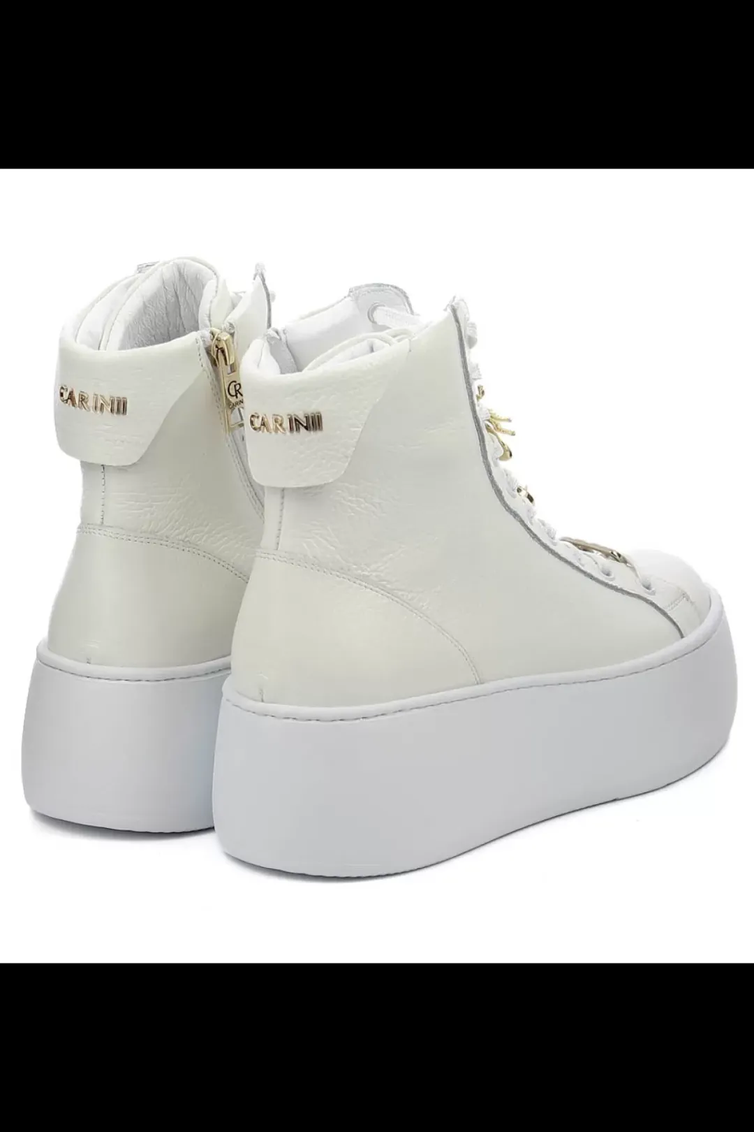 Damskie Carinii Skórzane Sneakersy Damskie | Na Platformie*Białe wysokie sneakersy --B9180-I81-000-000-G23