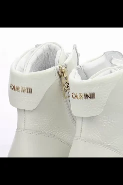 Damskie Carinii Skórzane Sneakersy Damskie | Na Platformie*Białe wysokie sneakersy --B9180-I81-000-000-G23