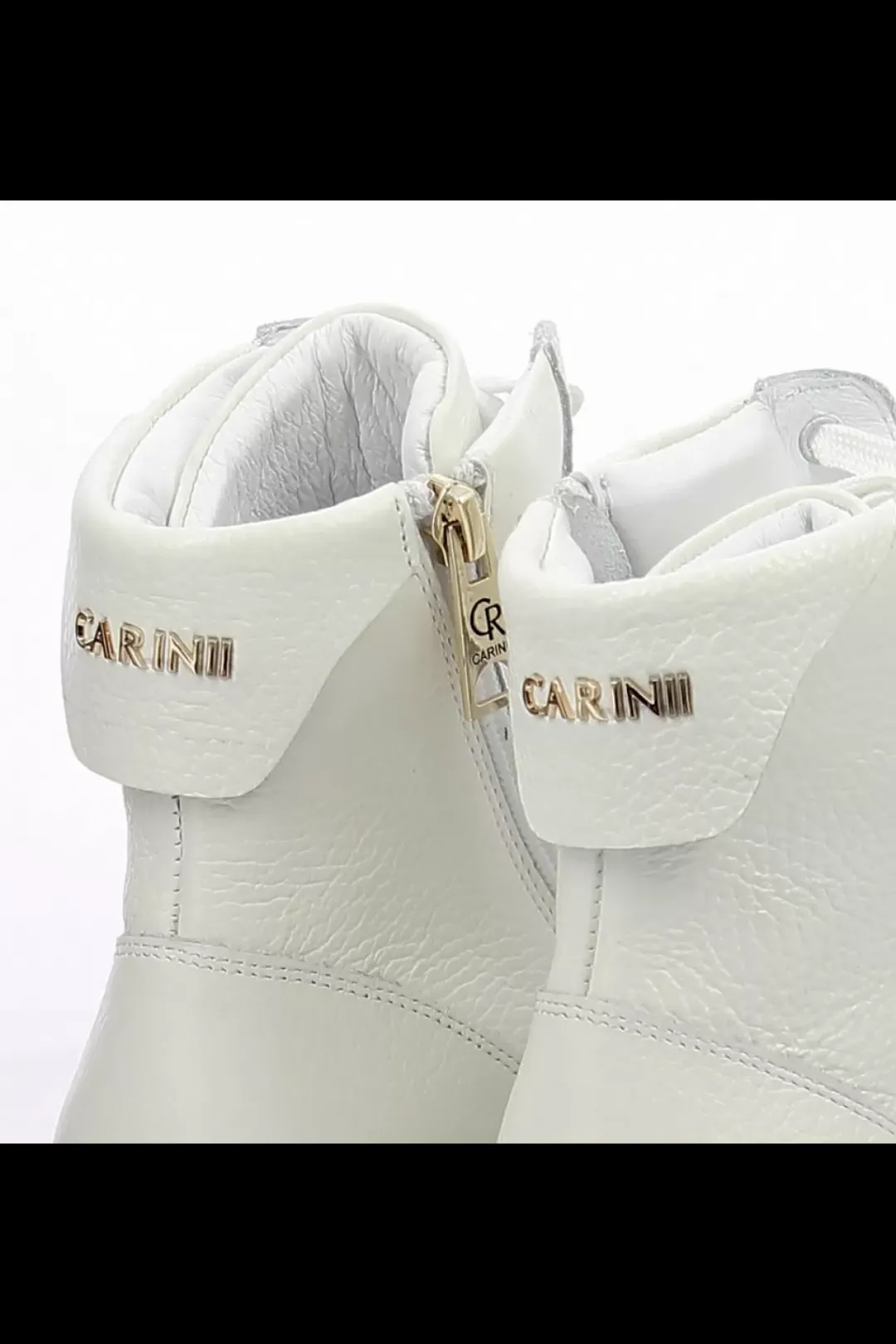 Damskie Carinii Skórzane Sneakersy Damskie | Na Platformie*Białe wysokie sneakersy --B9180-I81-000-000-G23
