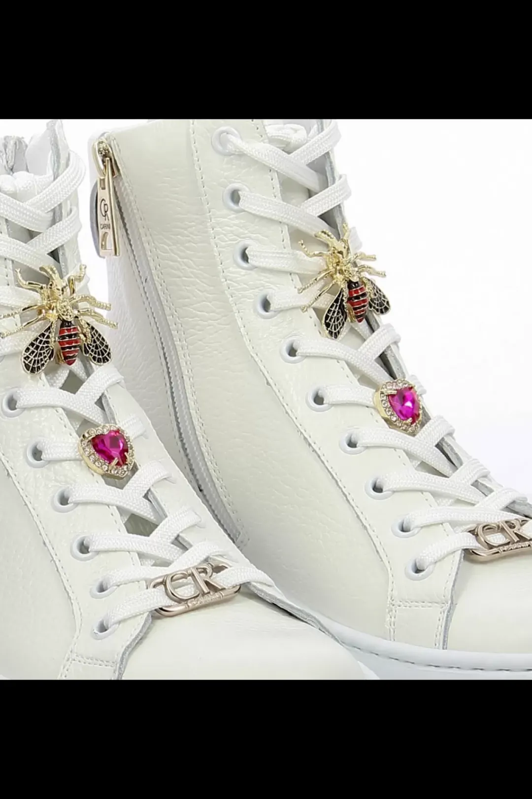 Damskie Carinii Skórzane Sneakersy Damskie | Na Platformie*Białe wysokie sneakersy --B9180-I81-000-000-G23